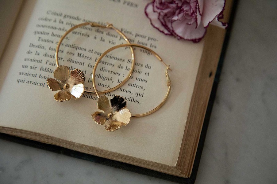 Boucles D'Oreilles Monsieur Simone | Cr Oles Orph E Or Fleurs