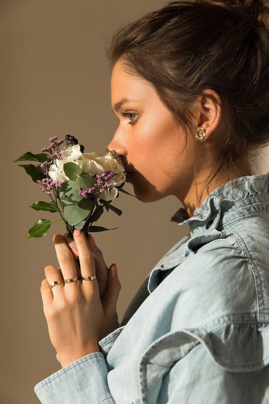 Boucles D'Oreilles Monsieur Simone | Boucles D'Oreilles Puces Ga A Argent Fleurs