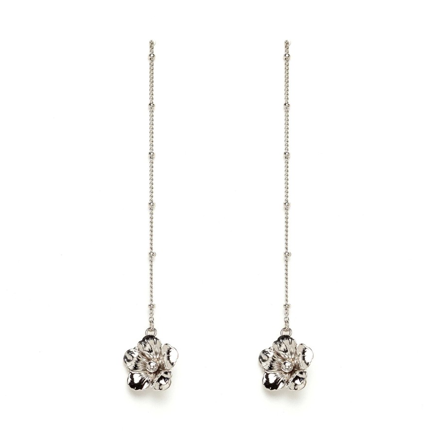 Boucles D'Oreilles Monsieur Simone | Boucles D'Oreilles Pendantes Ga A Argent Fleurs