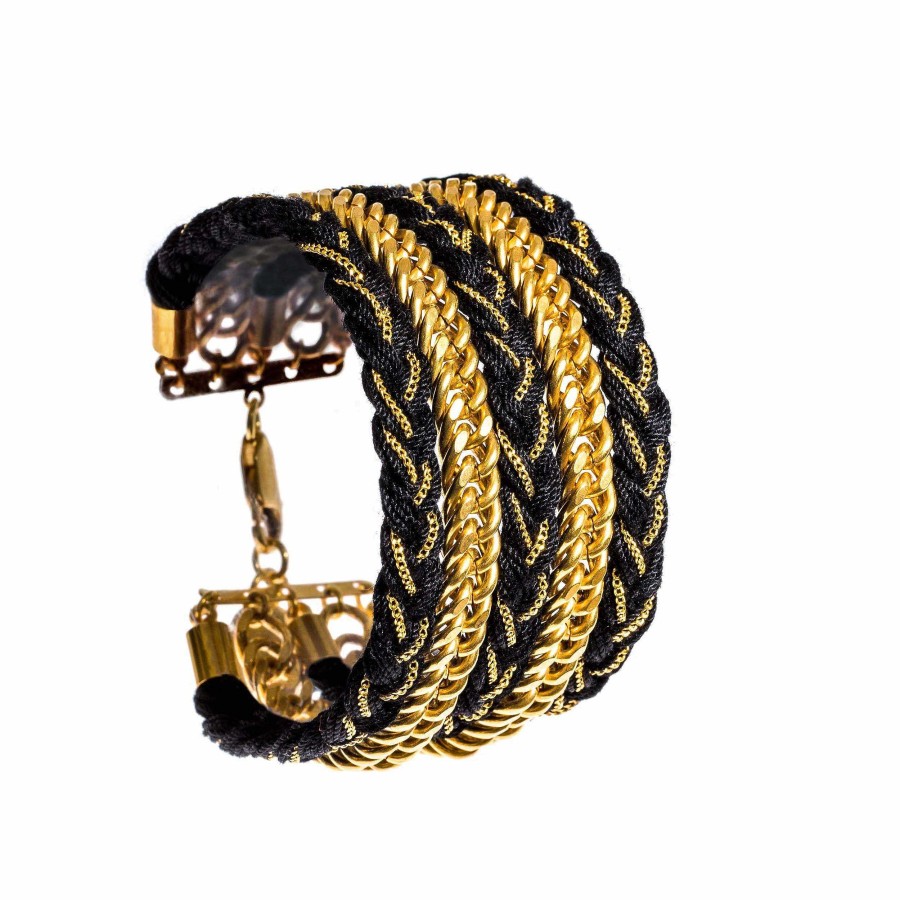 Bracelets Monsieur Simone | Bracelet Maxi Raoul Or Noir Tress