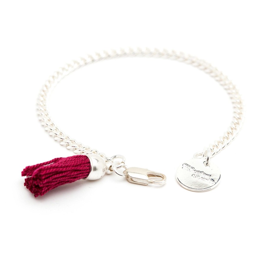 Bracelets Monsieur Simone | Bracelet Arthur Argent Bordeaux Pompon