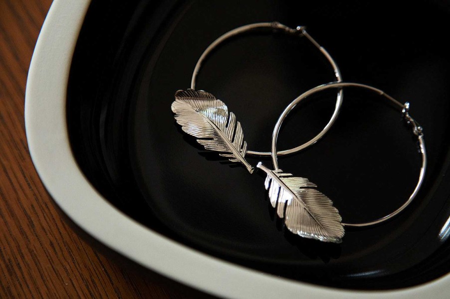 Boucles D'Oreilles Monsieur Simone | Cr Oles Z Phyr Argent Feuilles