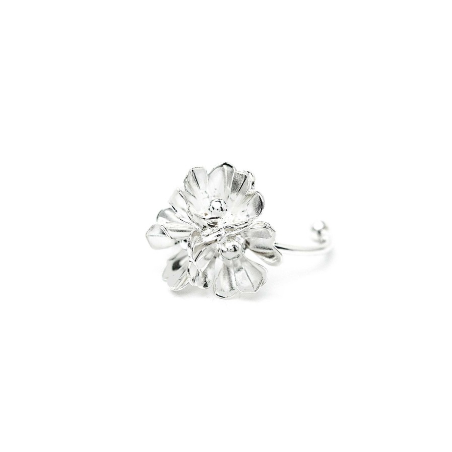 Bagues Monsieur Simone | Bague Agla Trio Argent Fleurs Ajustable