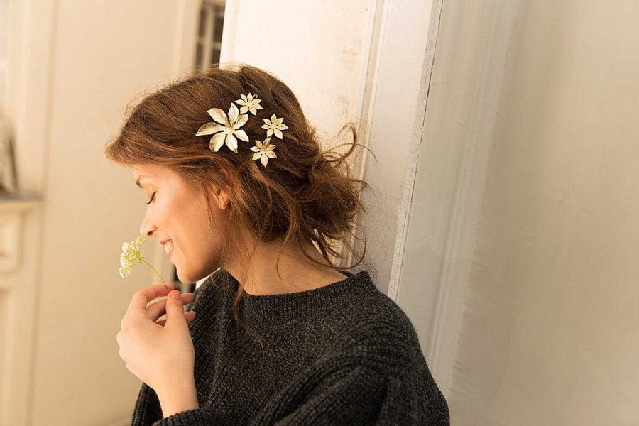 Barrettes Monsieur Simone | Maxi Barrette Chloris Or Fleurs