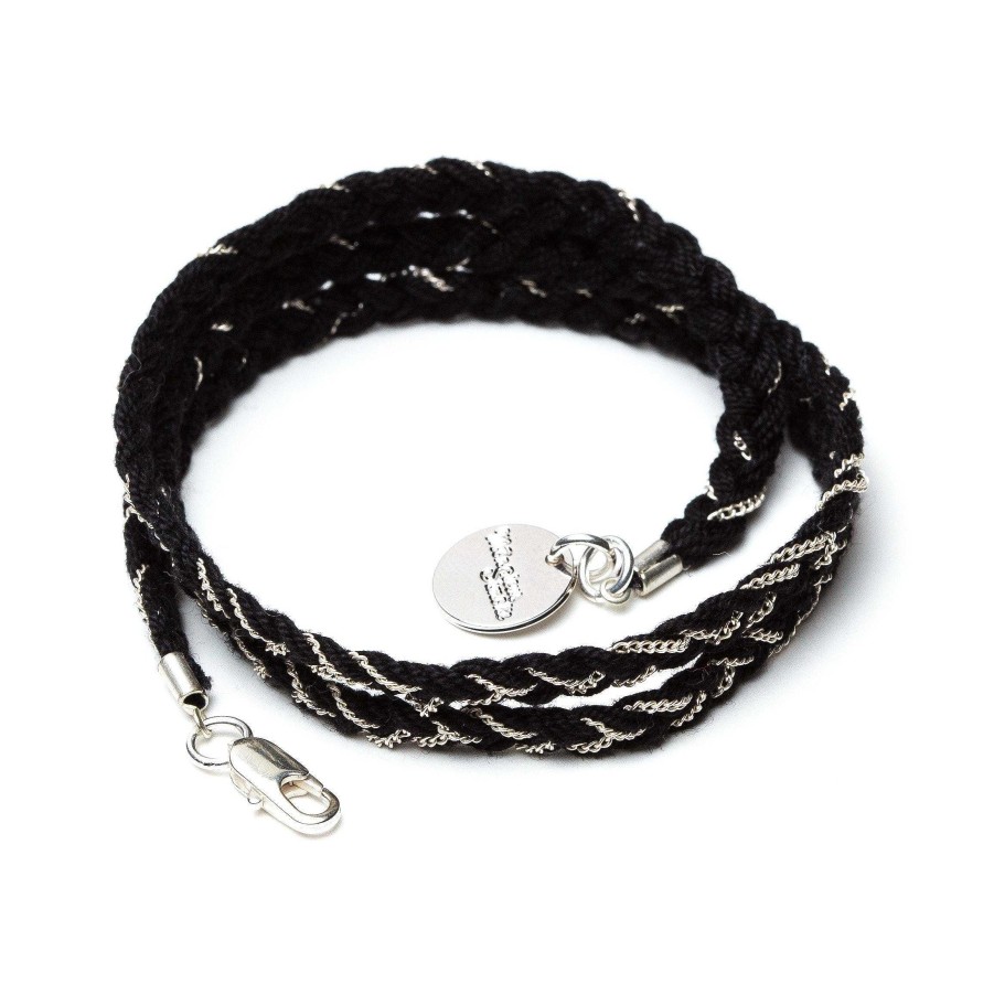 Bracelets Monsieur Simone | Bracelet Max Argent Noir Tress