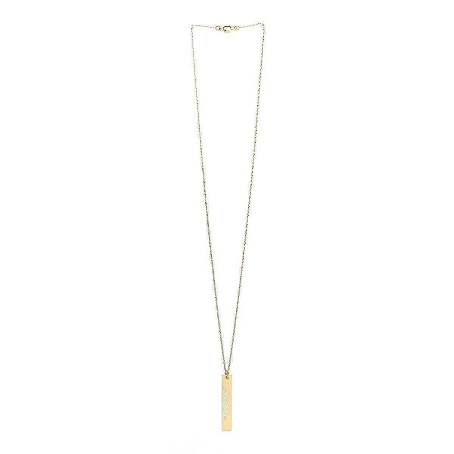 Colliers Monsieur Simone | Collier Plaque Grav Madame Or Ivoire