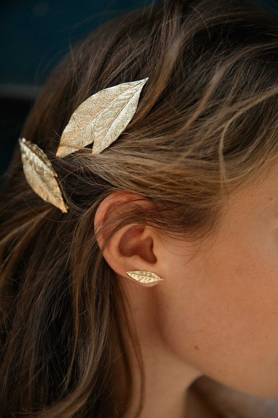 Barrettes Monsieur Simone | Maxi Barrette Thalie Or Feuilles