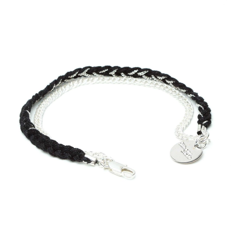 Bracelets Monsieur Simone | Bracelet Billy Argent Noir Tress