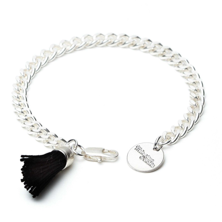 Bracelets Monsieur Simone | Bracelet Hector Argent Noir Pompon