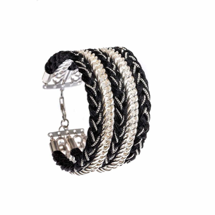 Bracelets Monsieur Simone | Bracelet Maxi Raoul Argent Noir Tress