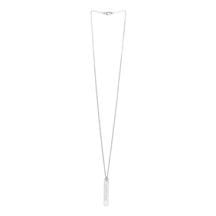 Colliers Monsieur Simone | Collier Plaque Grav Madame Argent Ivoire