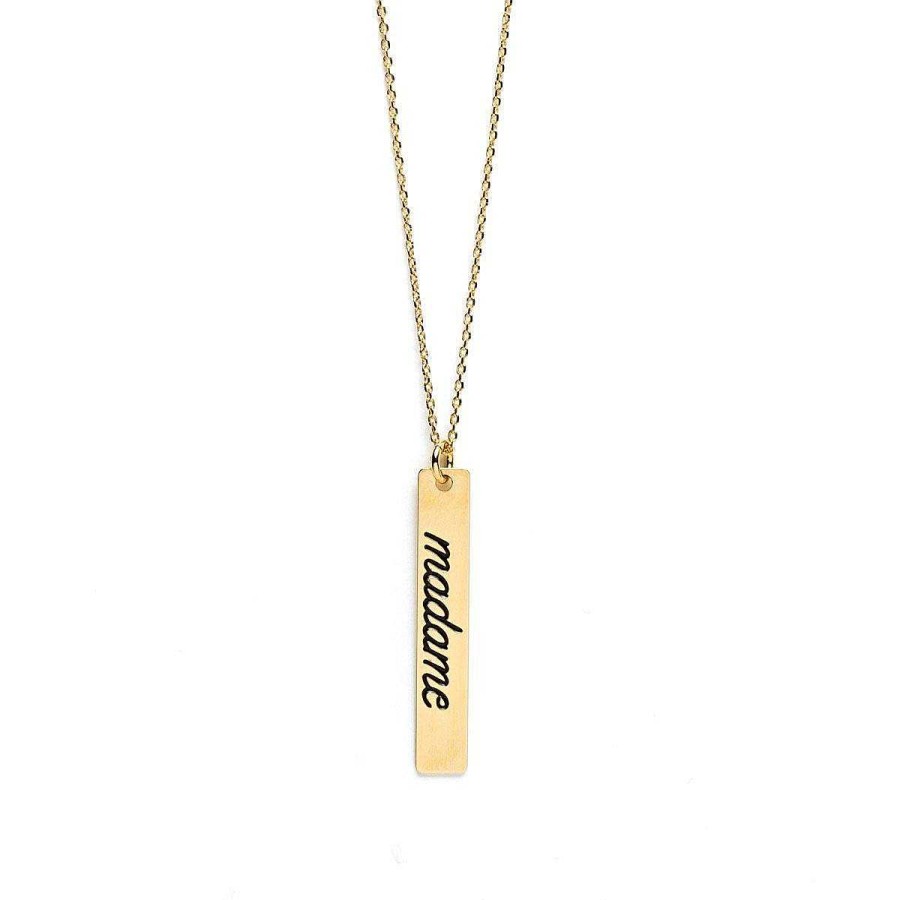 Colliers Monsieur Simone | Collier Plaque Grav Madame Or Noir