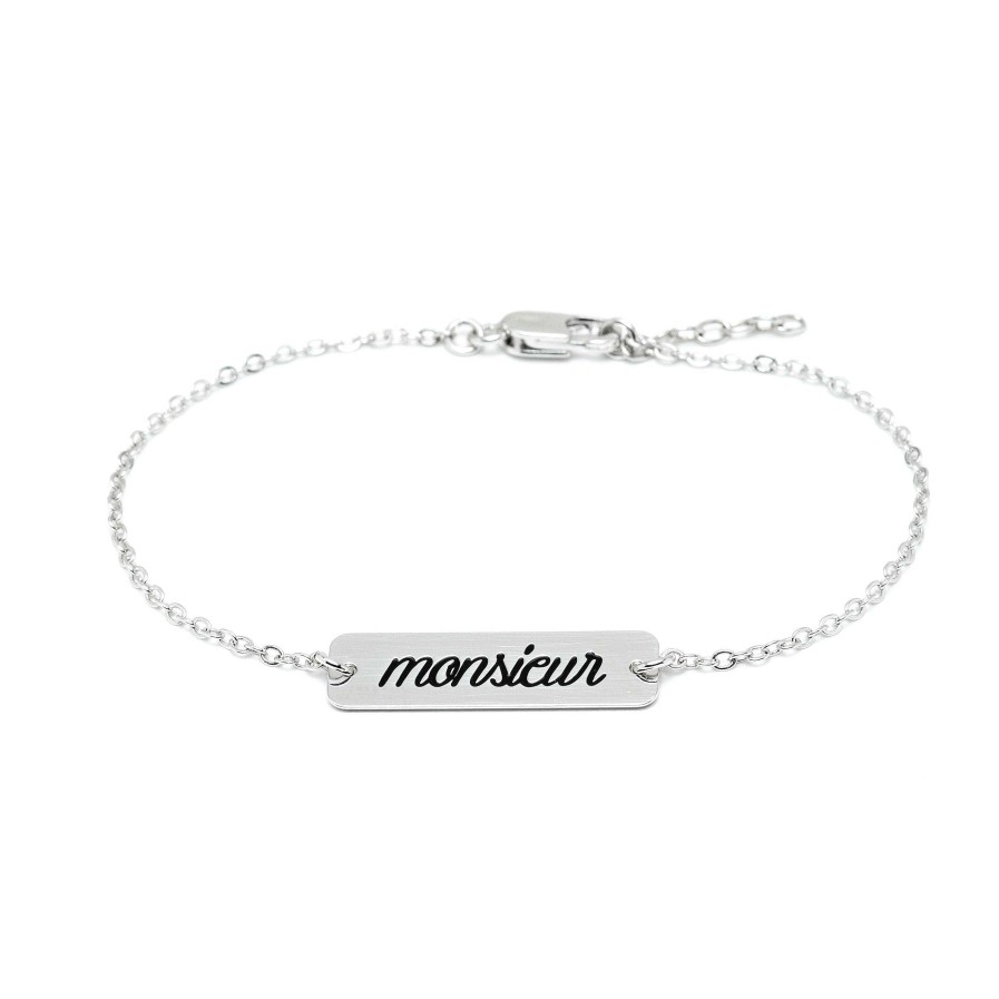 Bracelets Monsieur Simone | Bracelet Grav Monsieur Argent Noir