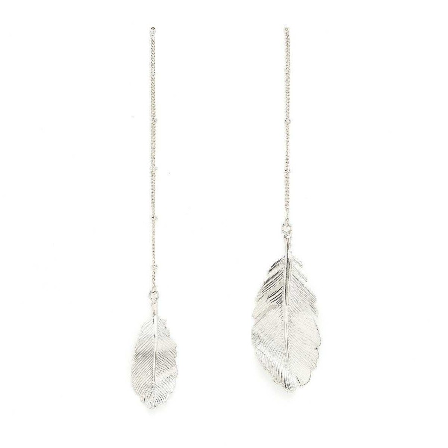 Boucles D'Oreilles Monsieur Simone | Boucles D'Oreilles Pendantes Z Phyr Argent Feuilles