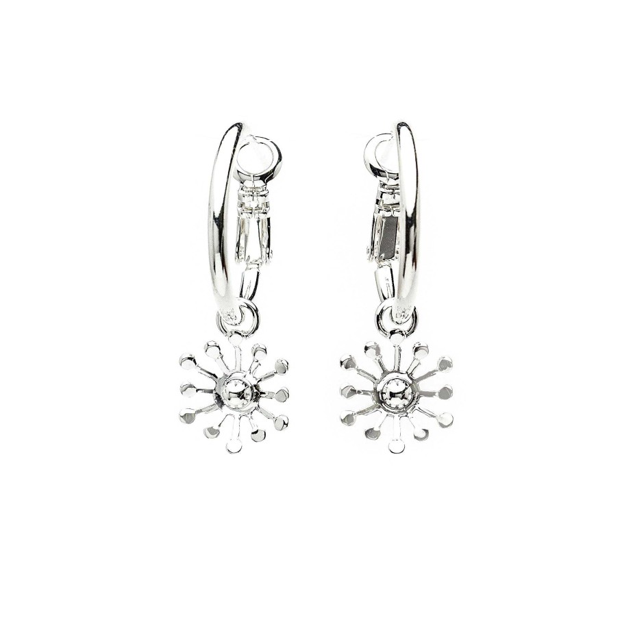 Boucles D'Oreilles Monsieur Simone | Mini Cr Oles Rh A Argent Flocons