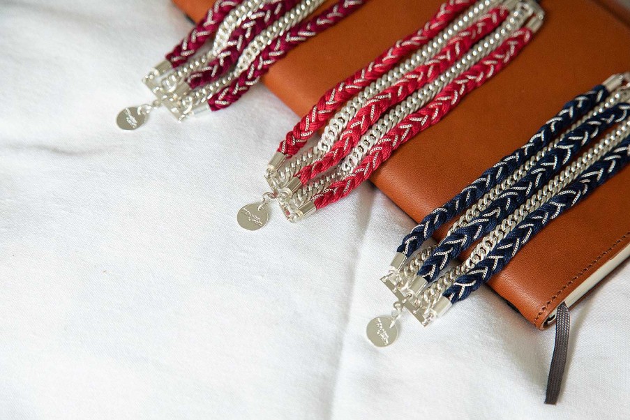 Bracelets Monsieur Simone | Bracelet Maxi Raoul Argent Rouge Tress