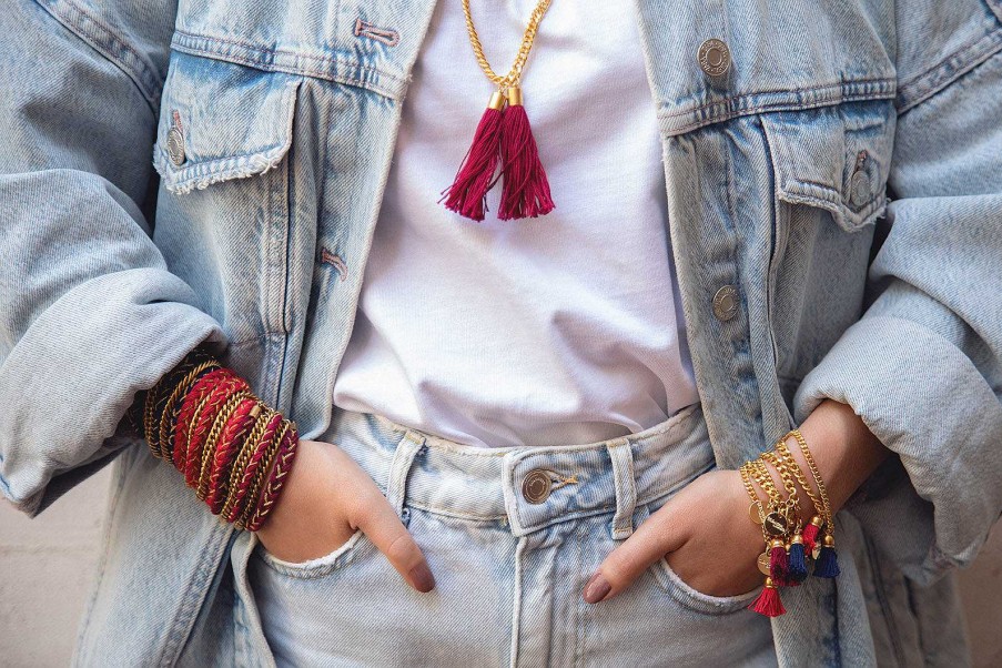 Bracelets Monsieur Simone | Bracelet Maxi Raoul Or Rouge Tress