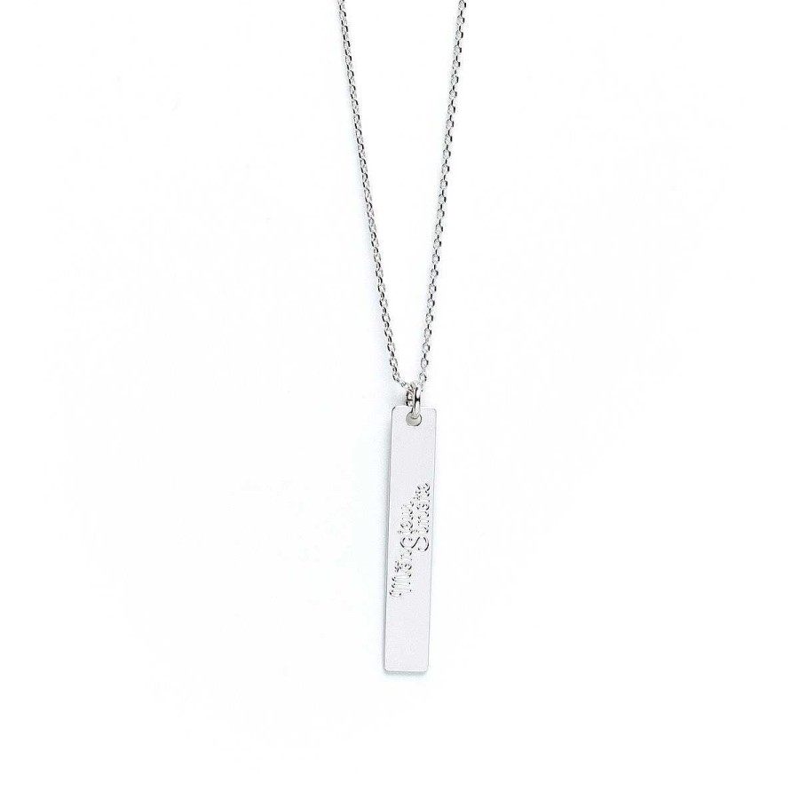 Colliers Monsieur Simone | Collier Plaque Grav Monsieur Argent Ivoire