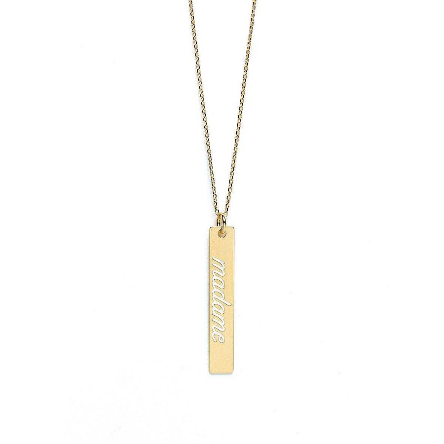 Colliers Monsieur Simone | Collier Plaque Grav Madame Or Ivoire