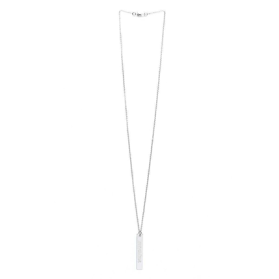 Colliers Monsieur Simone | Collier Plaque Grav Monsieur Argent Ivoire