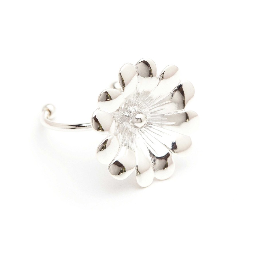 Bagues Monsieur Simone | Maxi Bague Th Ia Argent Fleur Ajustable