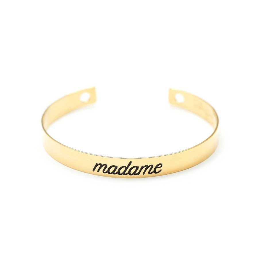 Bracelets Monsieur Simone | Jonc Grav Madame Or Noir